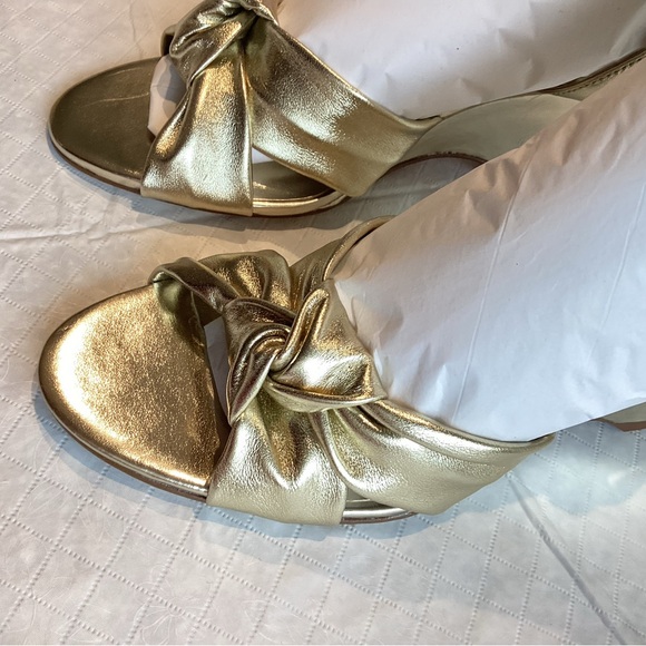Knotted Sculptural Wedge Sandals Anthropologie Dressy Gold Heels Size 7 NIB NEW - Picture 11 of 15